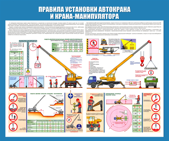 C33 Стенд правила установки автокранов (1200х1000 мм, пластик ПВХ 3 мм, алюминиевый багет золотого цвета) - Стенды - Тематические стенды - ohrana.inoy.org